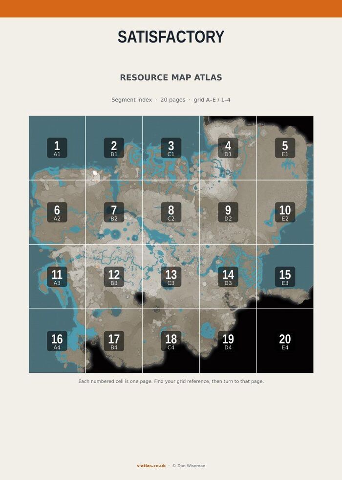 Segment index — 5×4 grid